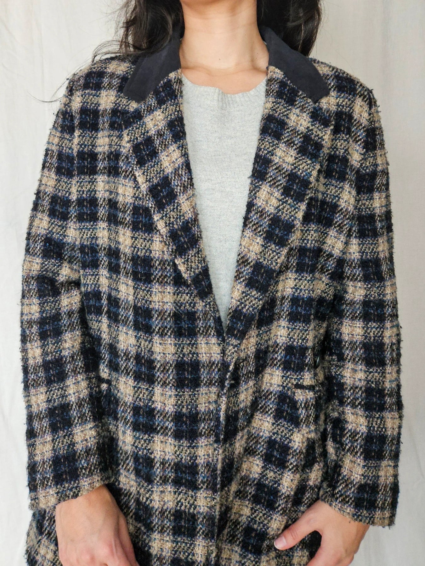 Bo- grof-gebreide blazer | M