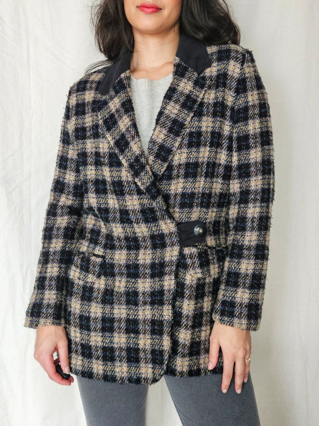 Bo- grof-gebreide blazer | M