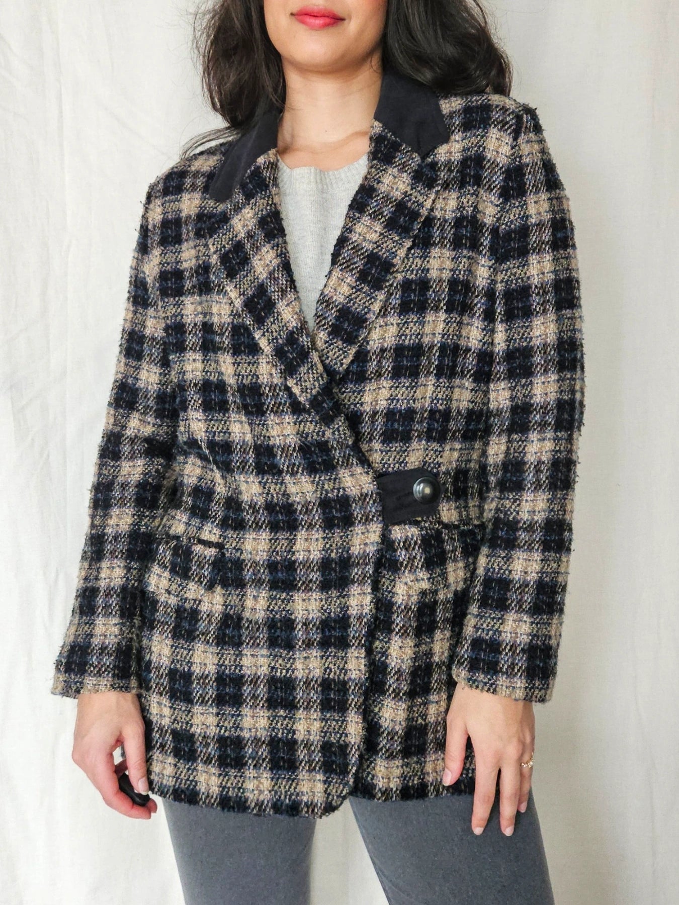 Bo- grof-gebreide blazer | M