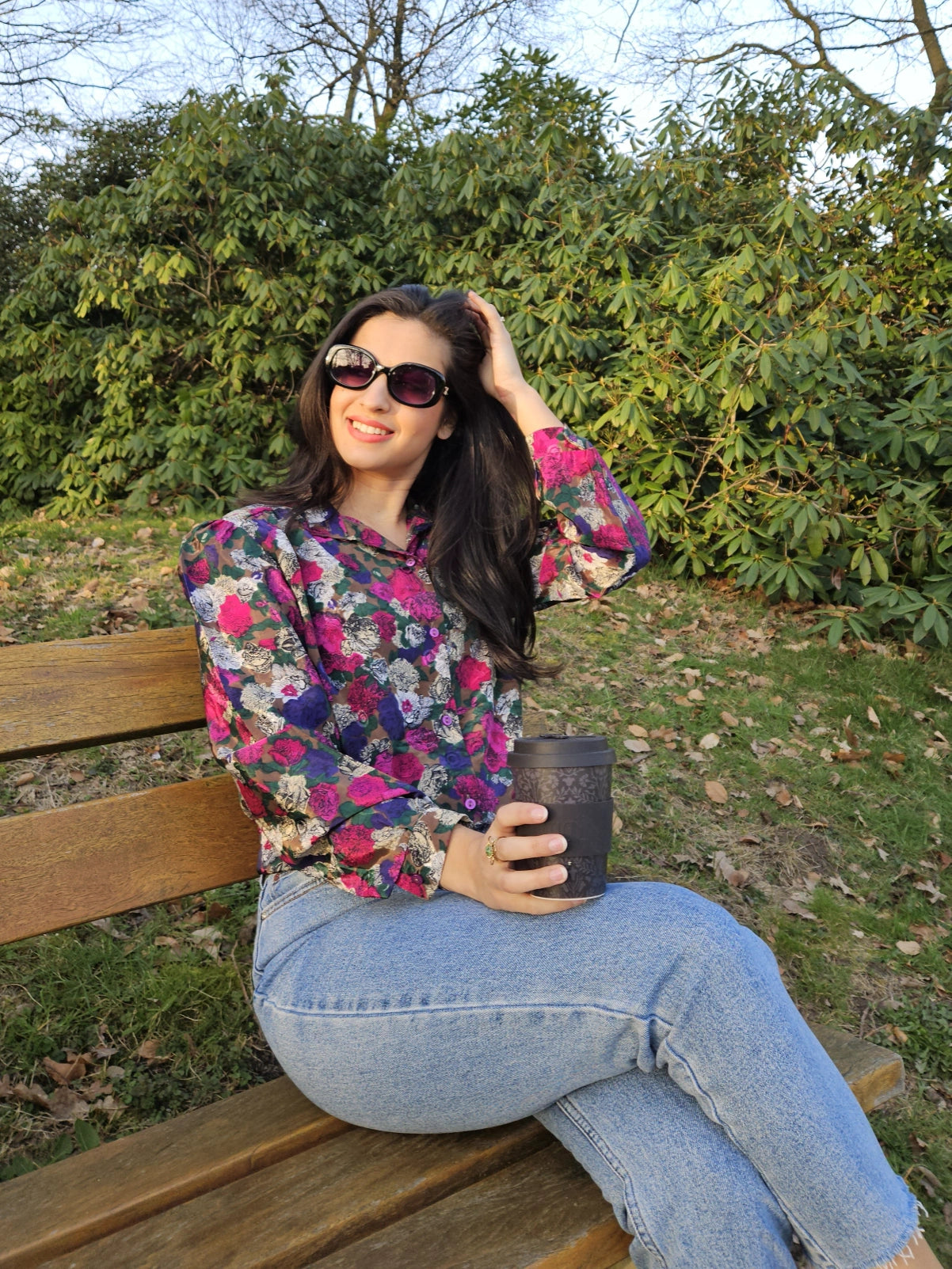 Mira - vintage blouse met bloemenprint | L