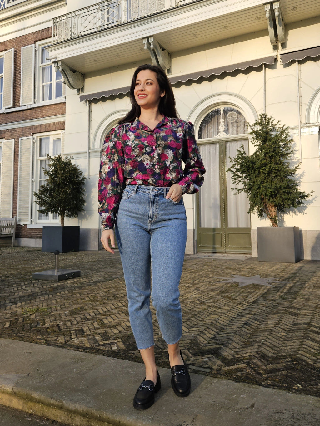 Mira - vintage blouse met bloemenprint | L