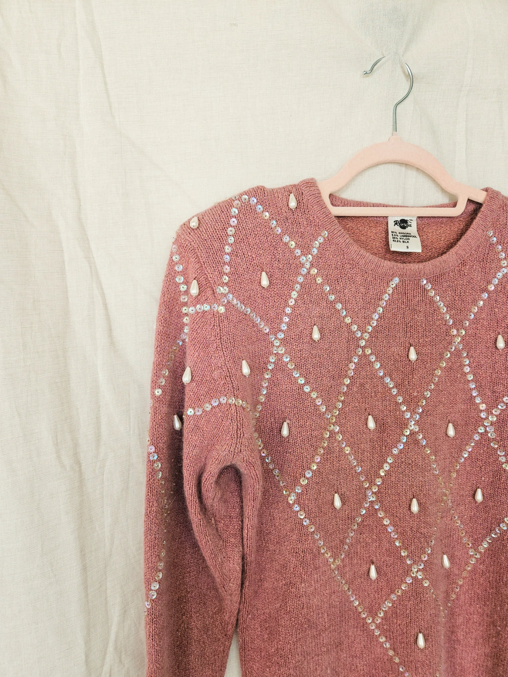 Faye - gebreide vintage trui, zijde & angora | M/L