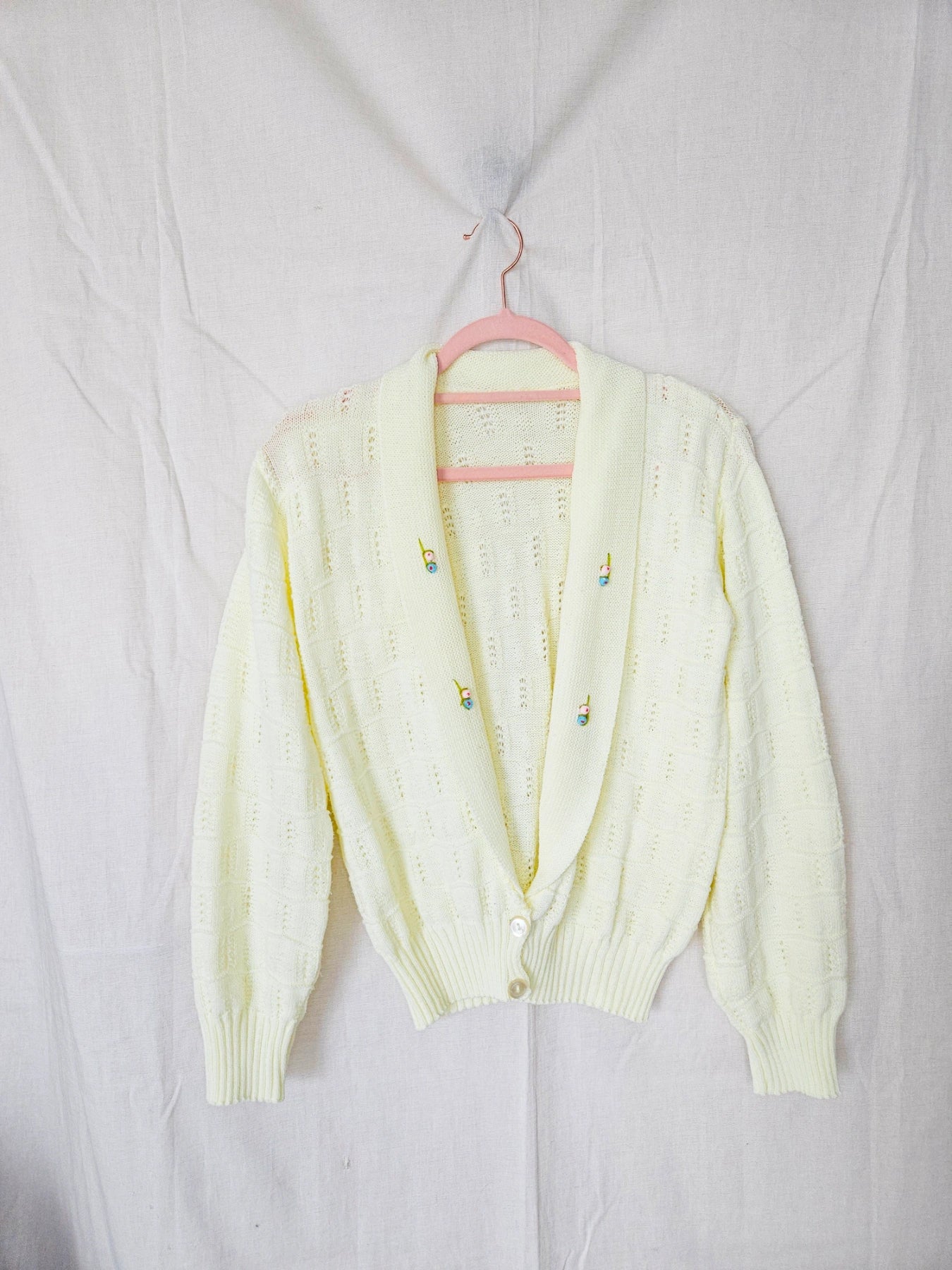 Lotta - gebreid vintage vest, wolmix | XL