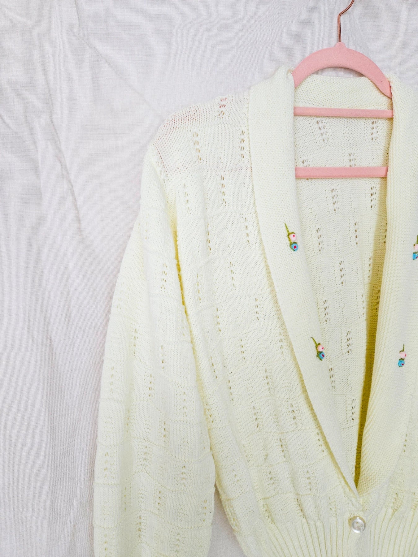 Lotta - gebreid vintage vest, wolmix | XL