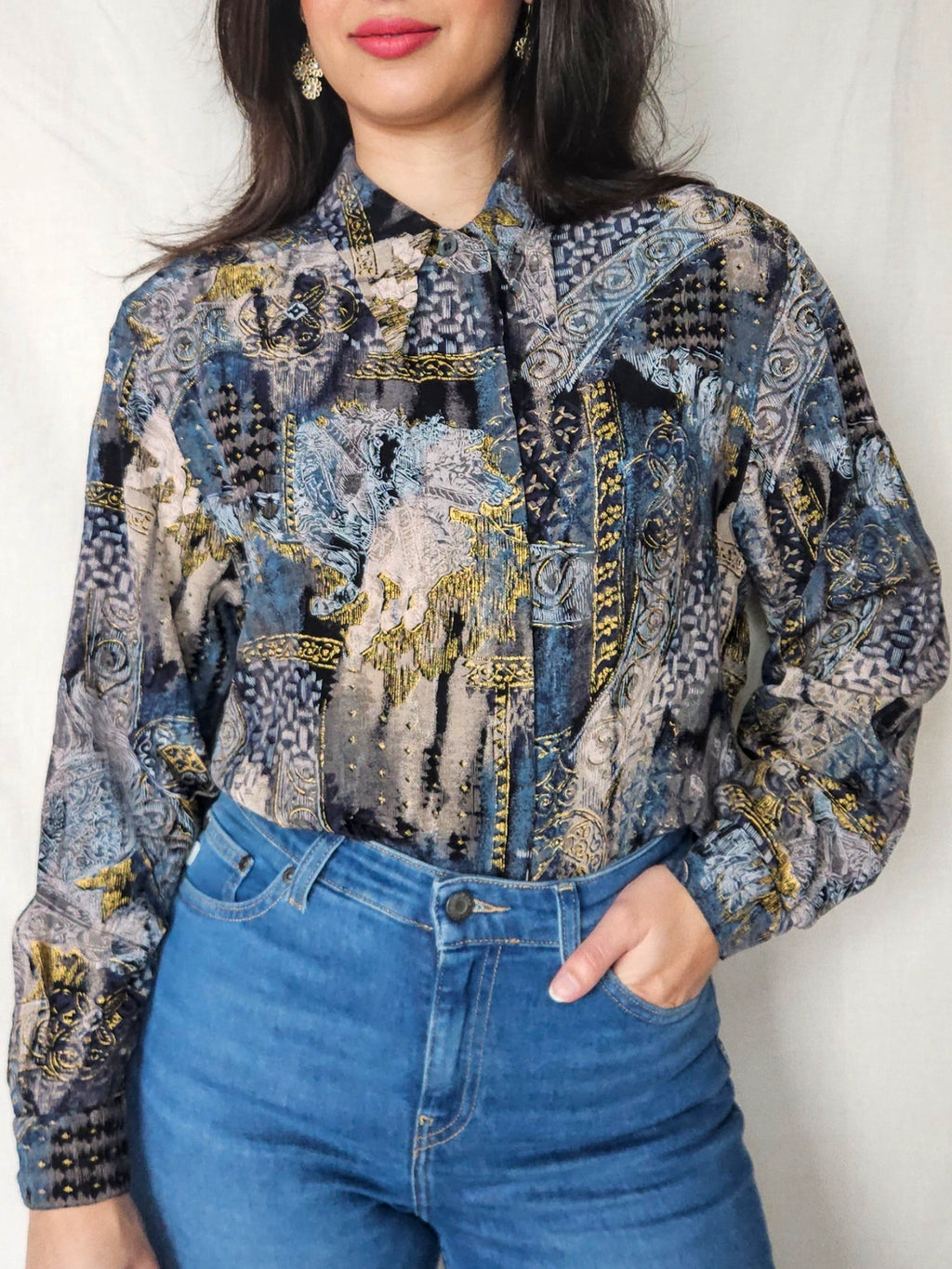 Astra - vintage blouse met goud | M