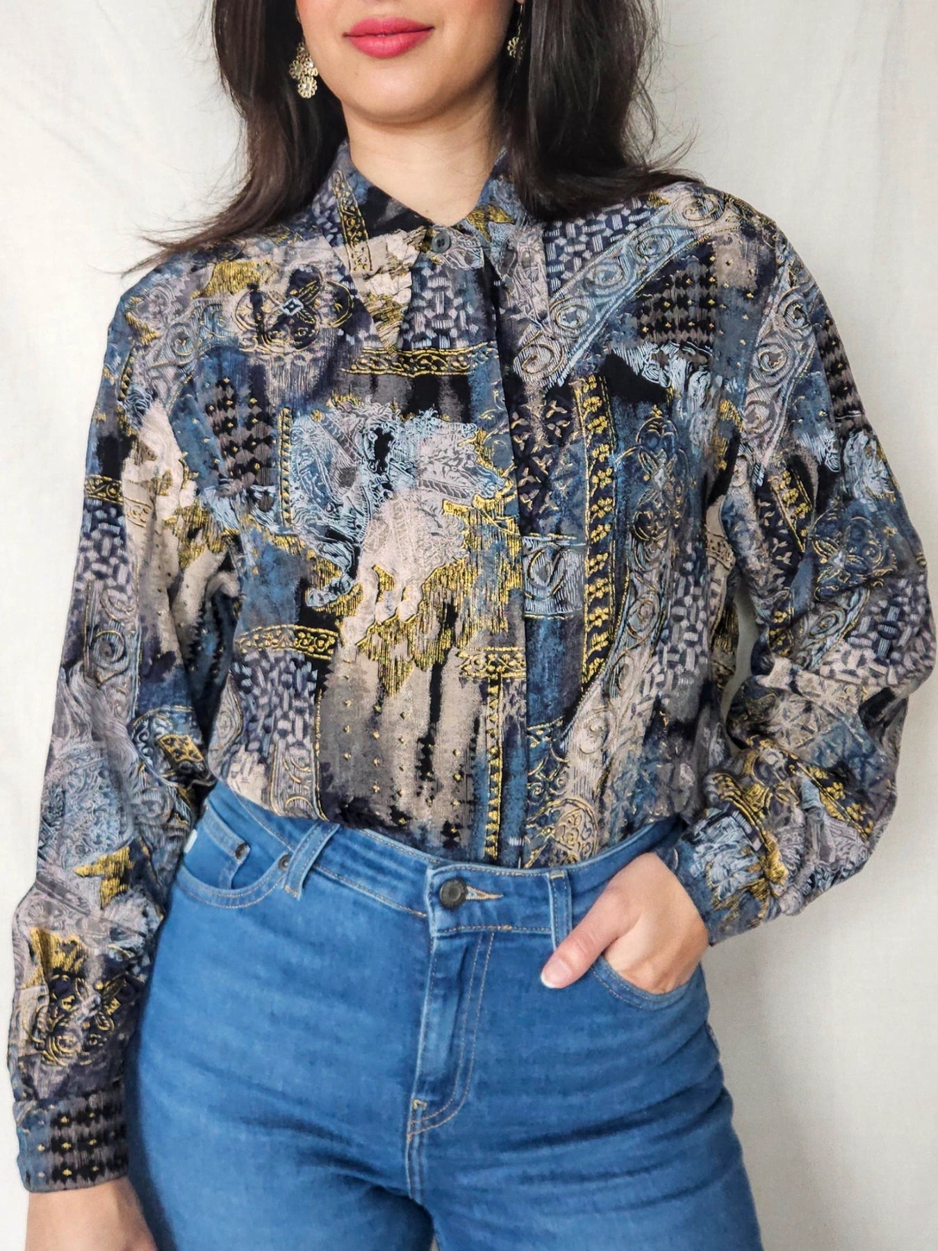 Astra - vintage blouse met goud | M