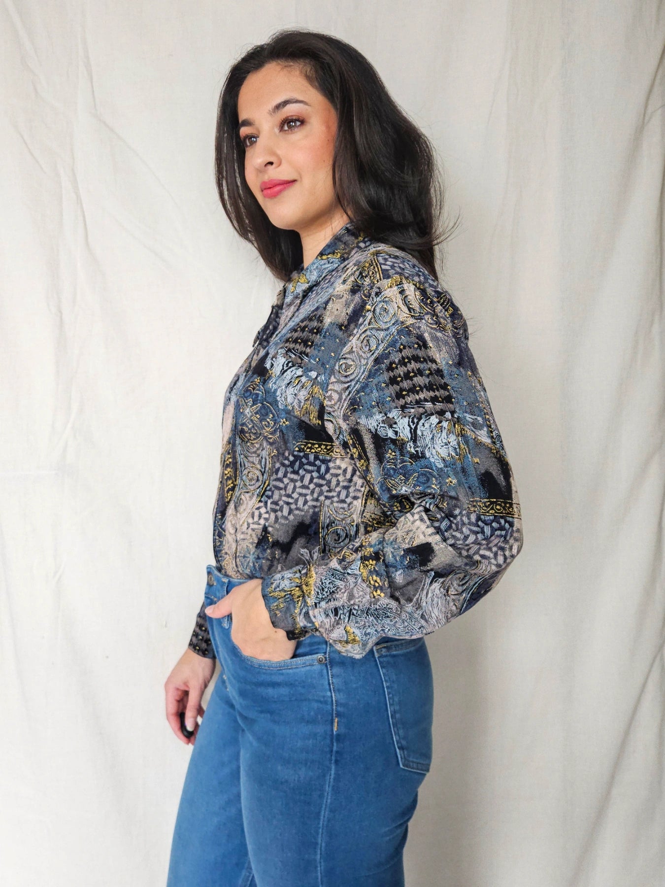 Astra - vintage blouse met goud | M