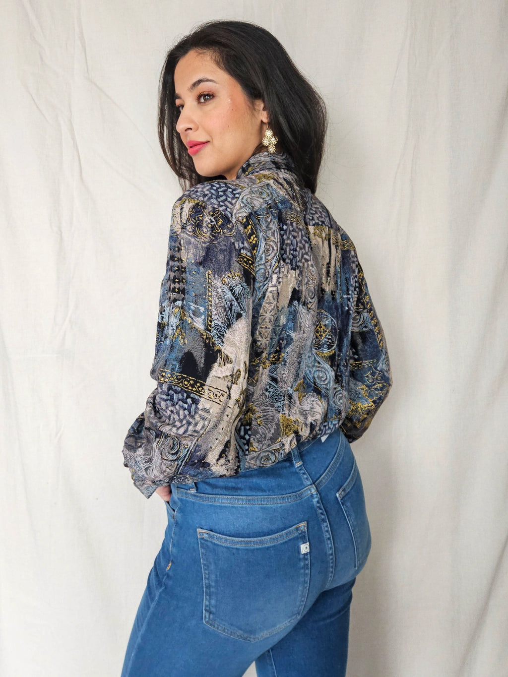 Astra - vintage blouse met goud | M