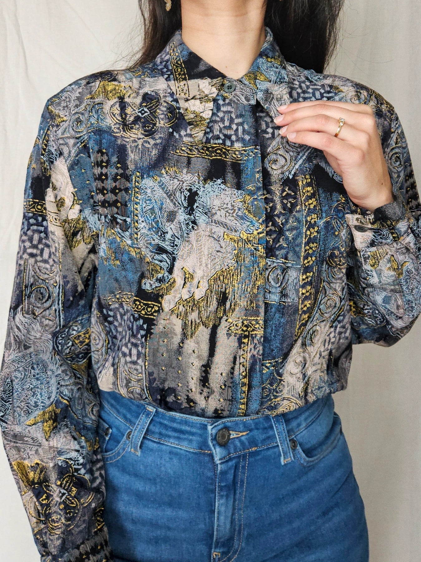 Astra - vintage blouse met goud | M