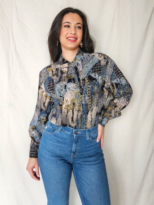 Astra - vintage blouse met goud | M