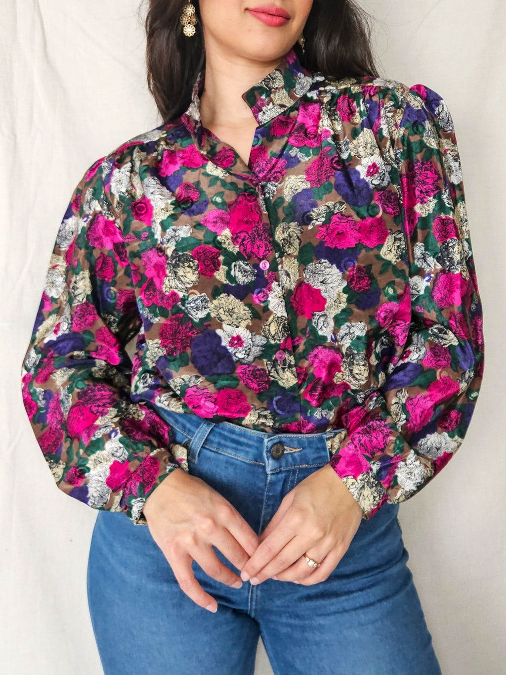 Mira - vintage blouse met bloemenprint | L