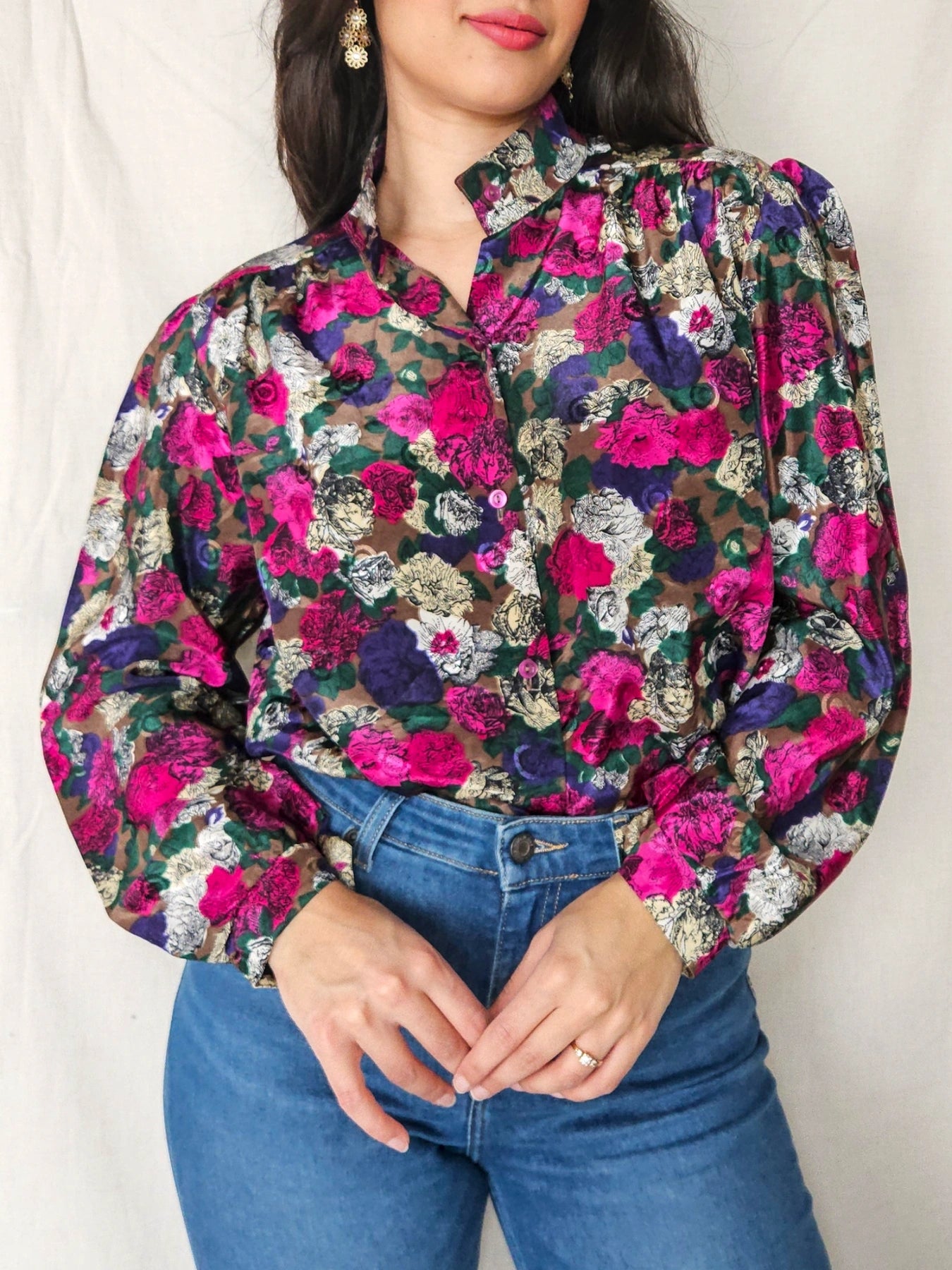 Mira - vintage blouse met bloemenprint | L