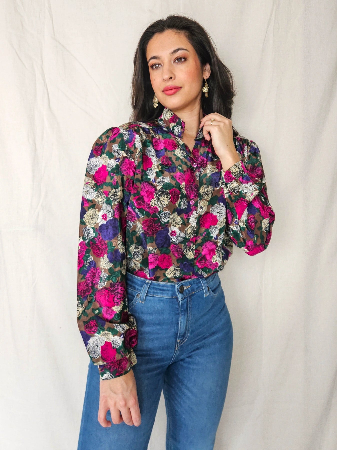 Mira - vintage blouse met bloemenprint | L