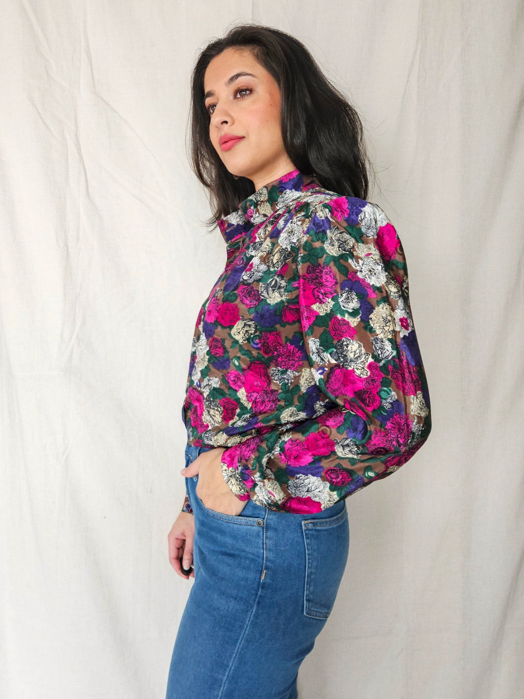 Mira - vintage blouse met bloemenprint | L