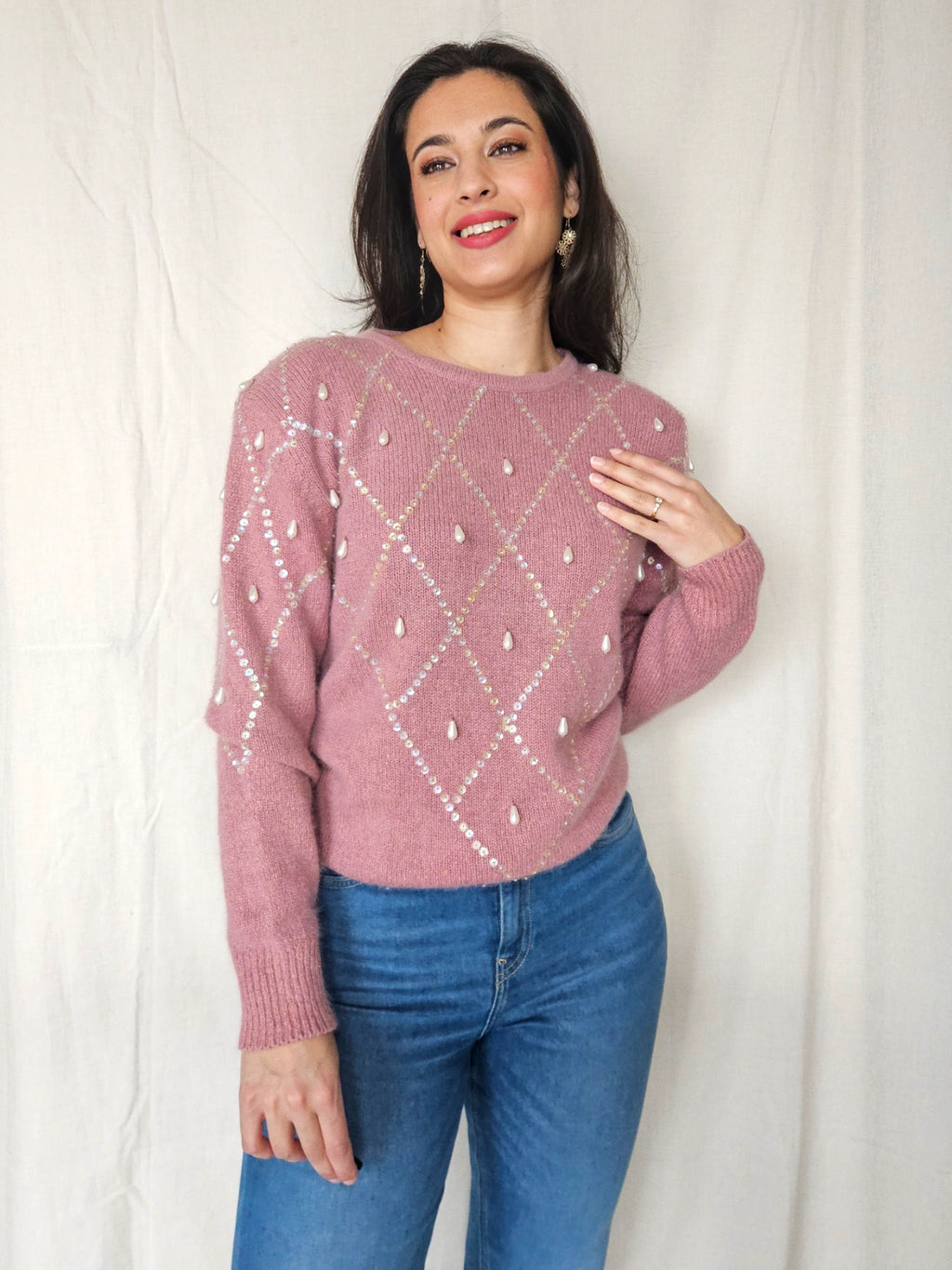Faye - gebreide vintage trui, zijde & angora | M/L