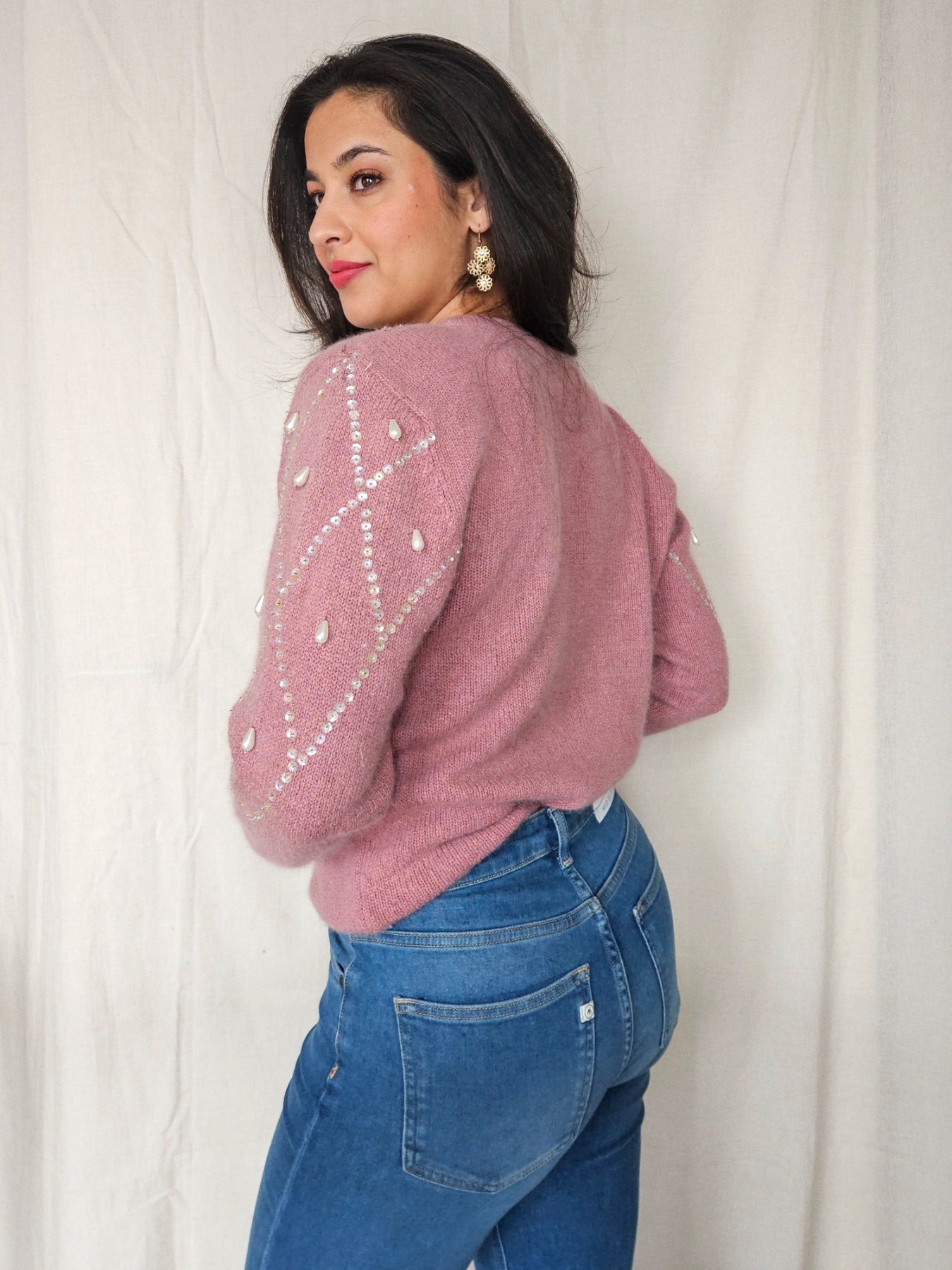 Faye - gebreide vintage trui, zijde & angora | M/L