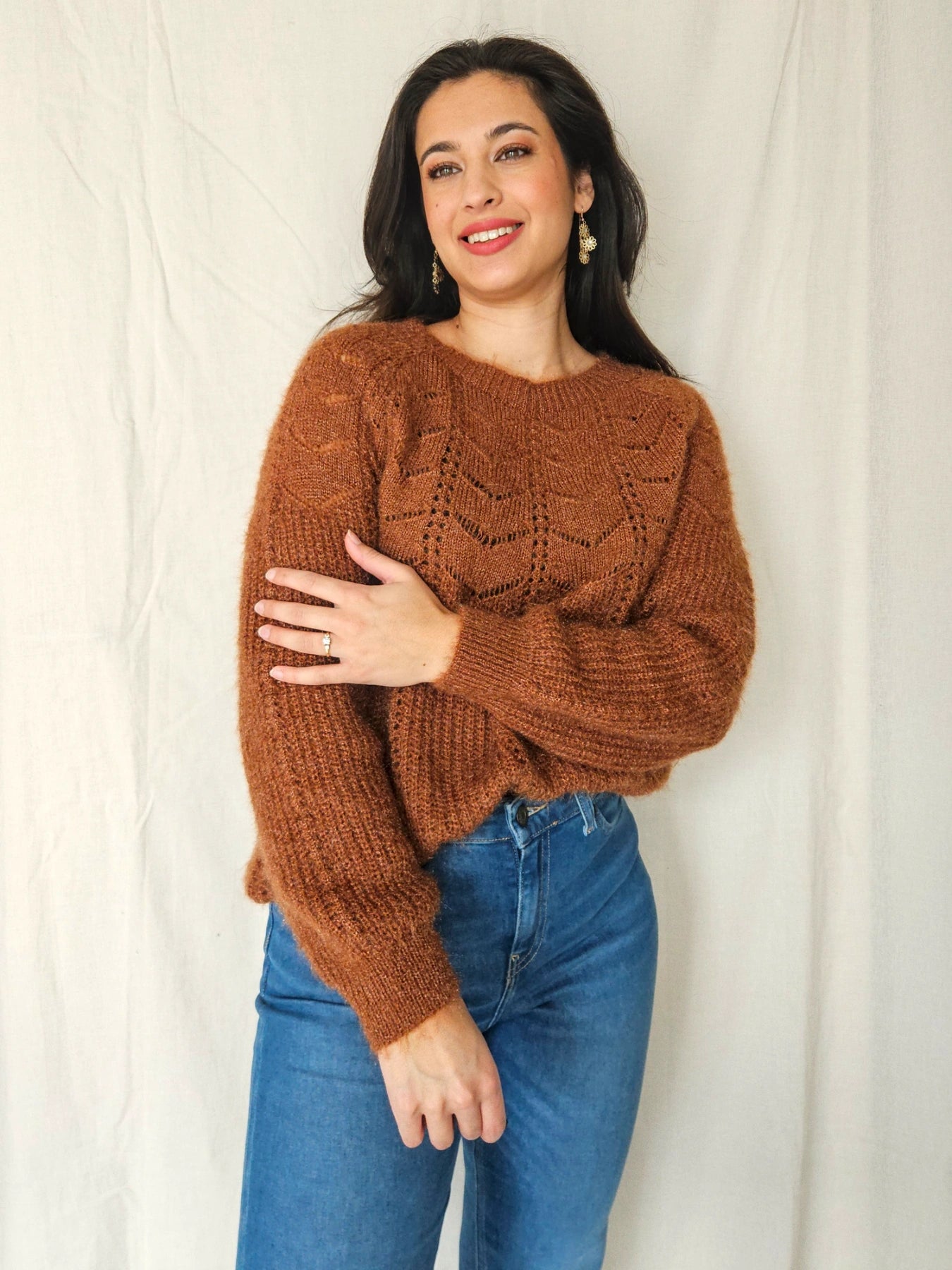 Thea - grof-gebreide vintage trui, wolmix | L