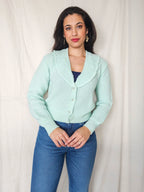 Isa - gebreid vintage vest, wolmix | M
