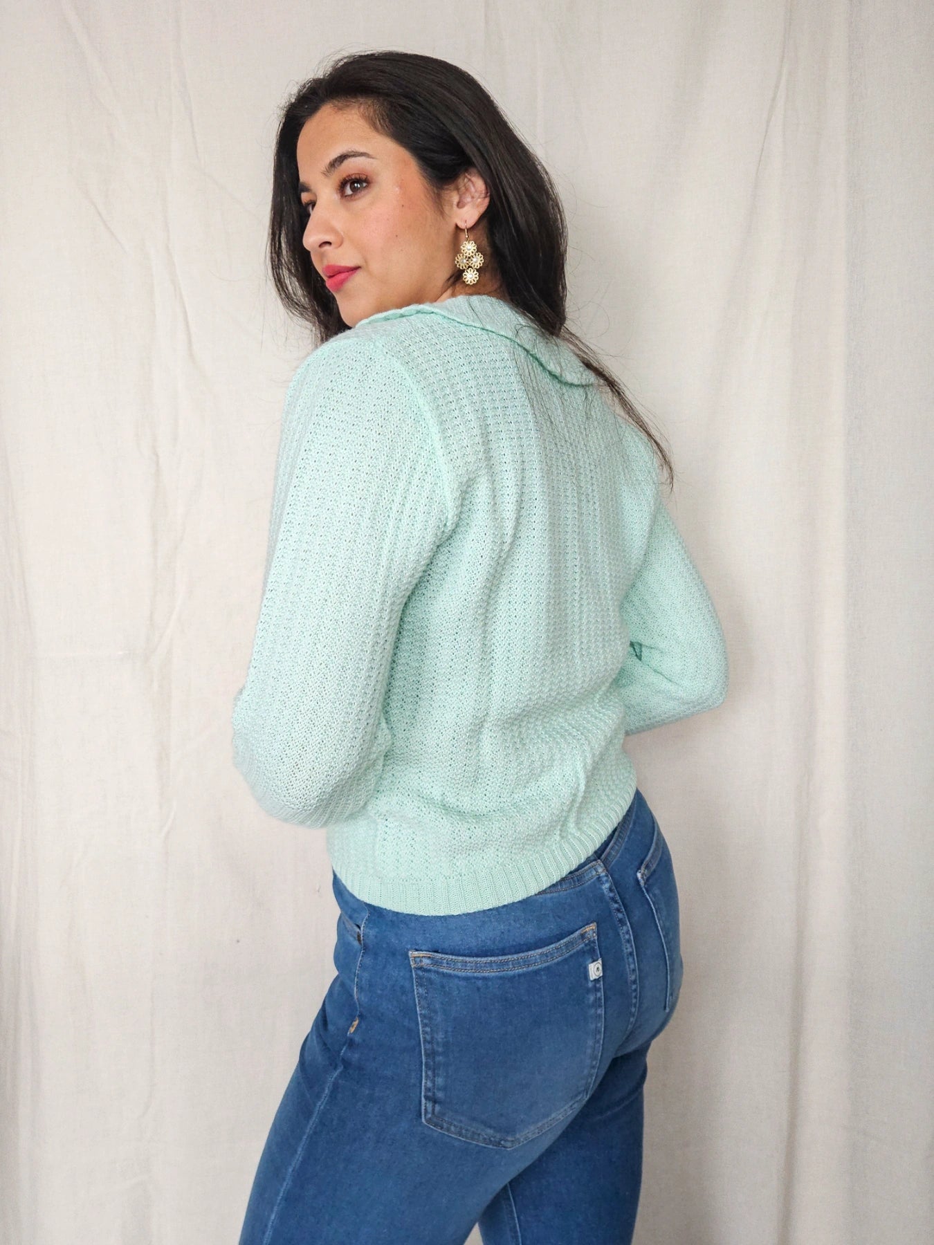Isa - gebreid vintage vest, wolmix | M