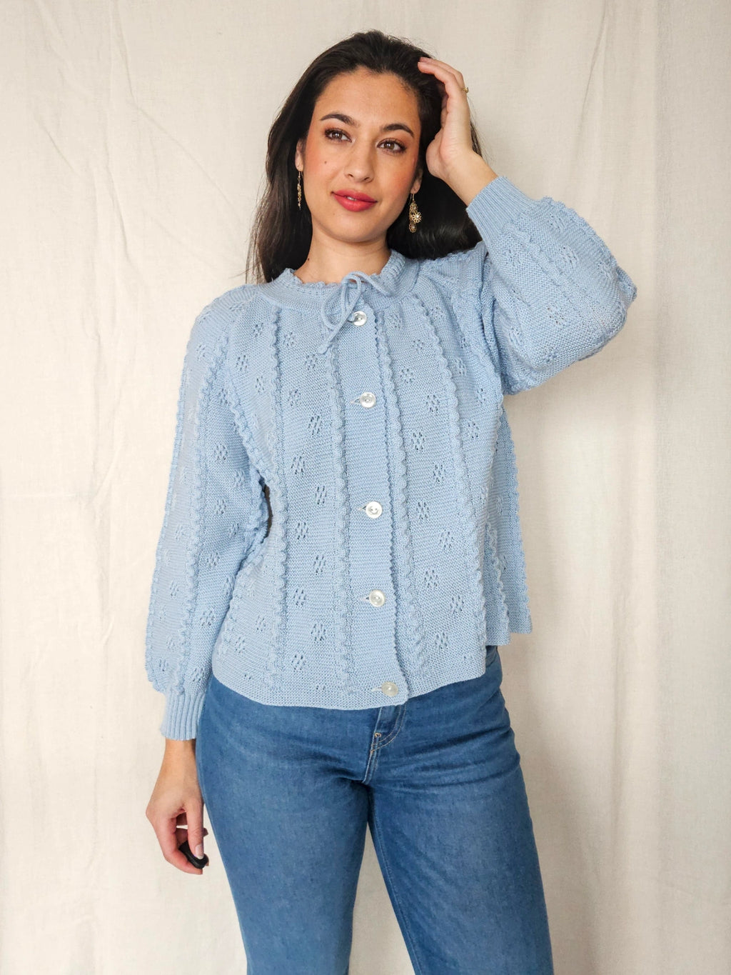 Aveline - gebreid vintage vest, wolmix | M