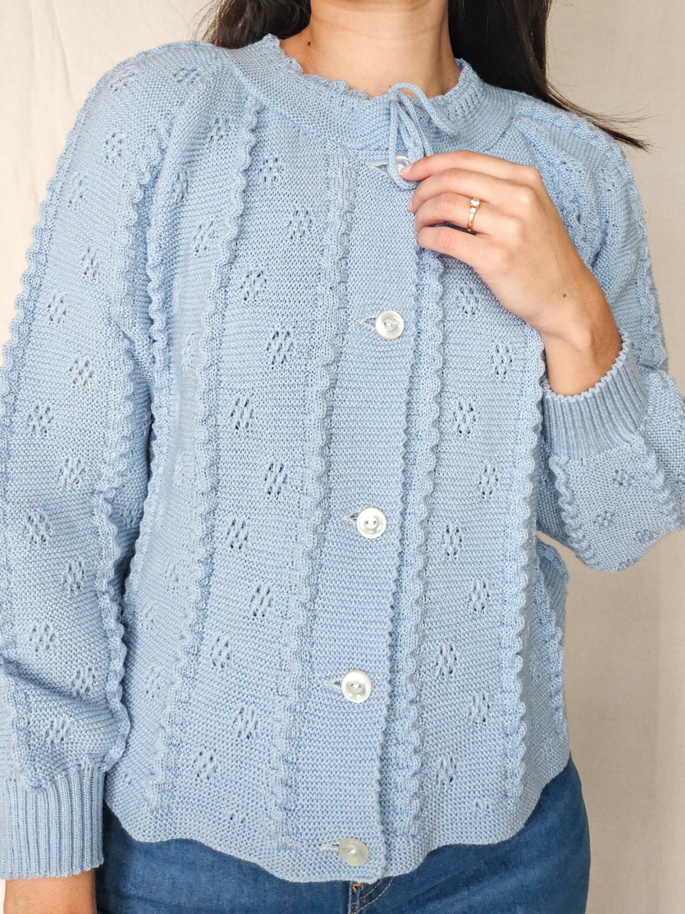 Aveline - gebreid vintage vest, wolmix | M