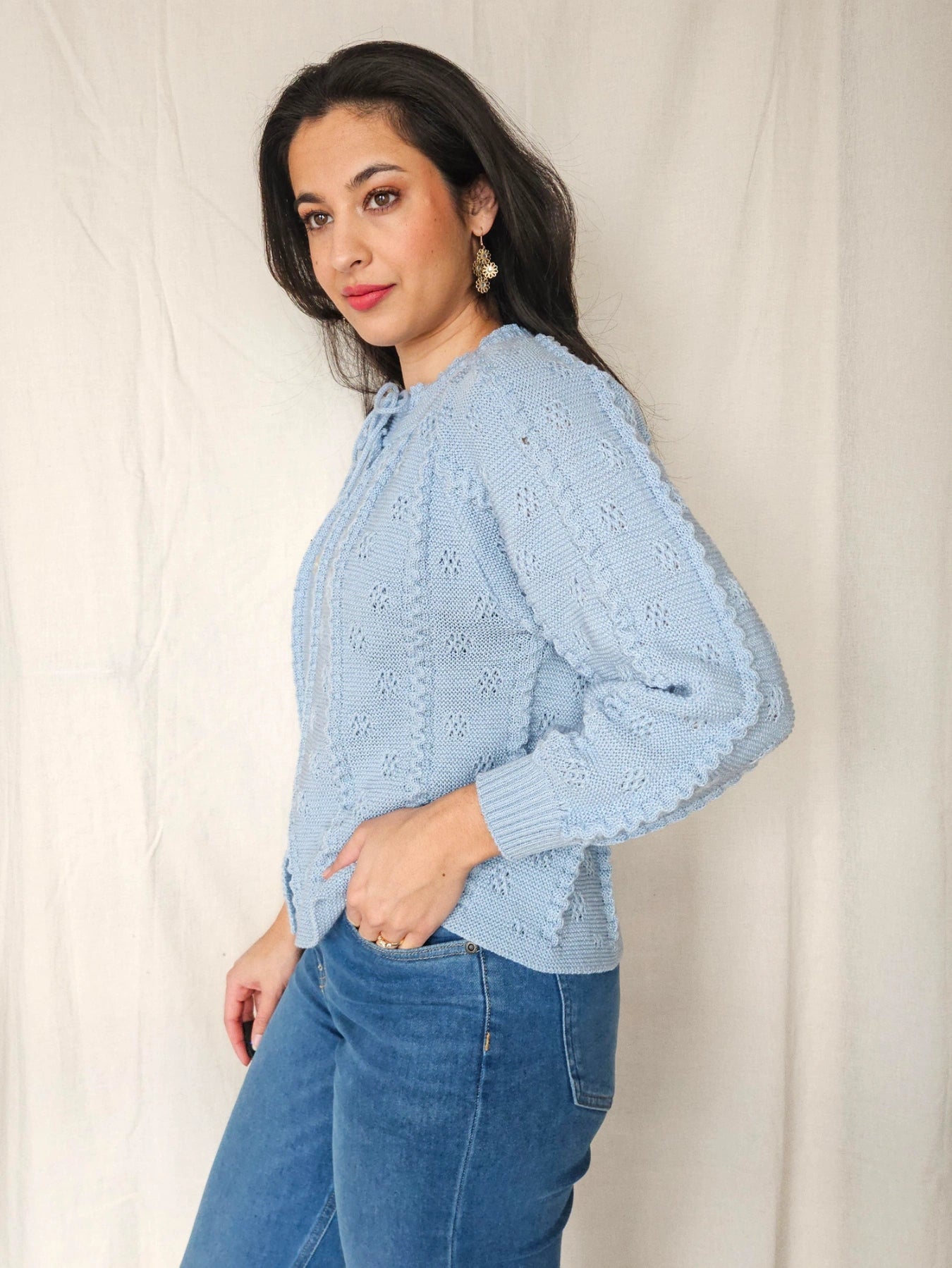 Aveline - gebreid vintage vest, wolmix | M