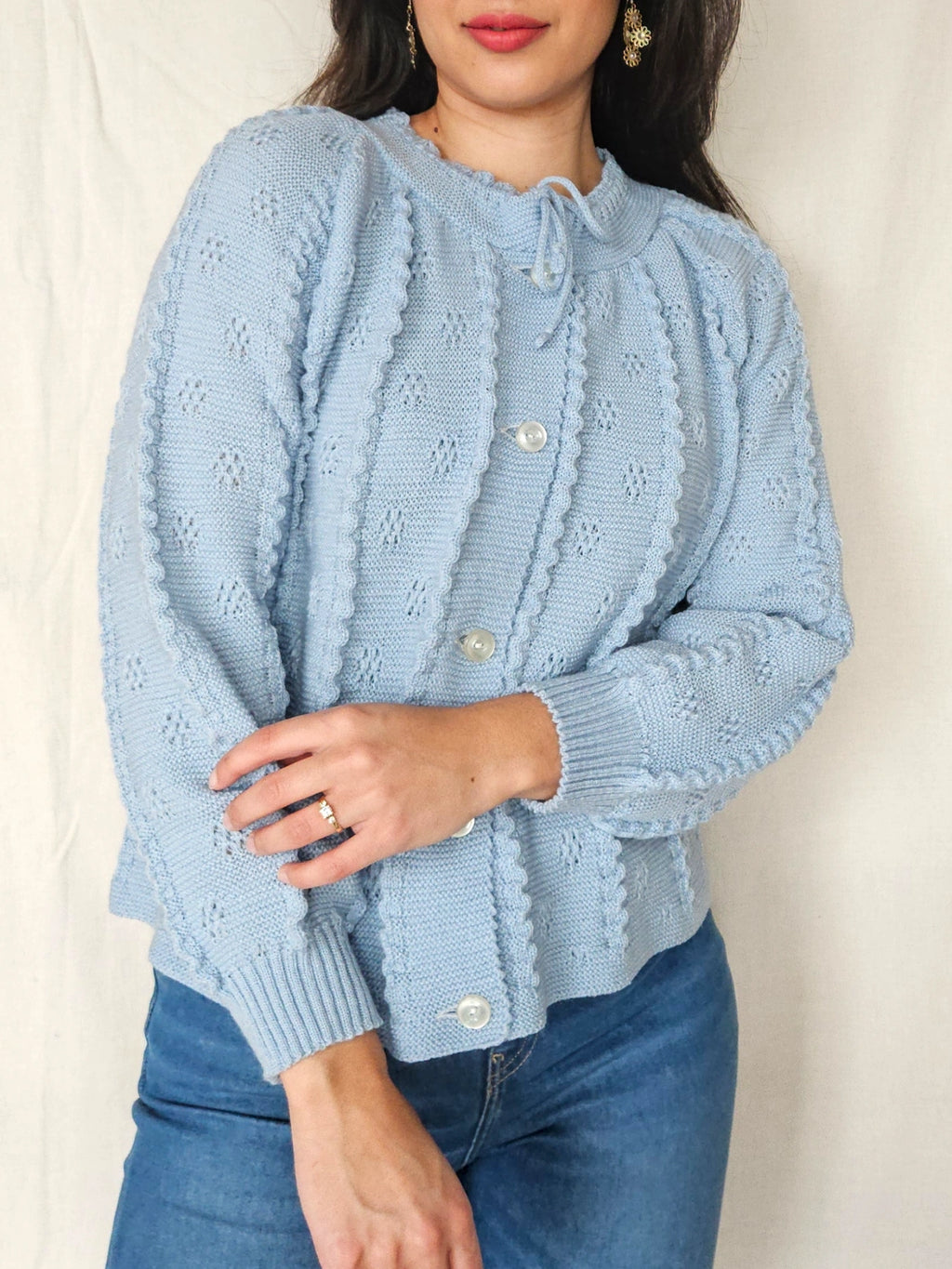 Aveline - gebreid vintage vest, wolmix | M