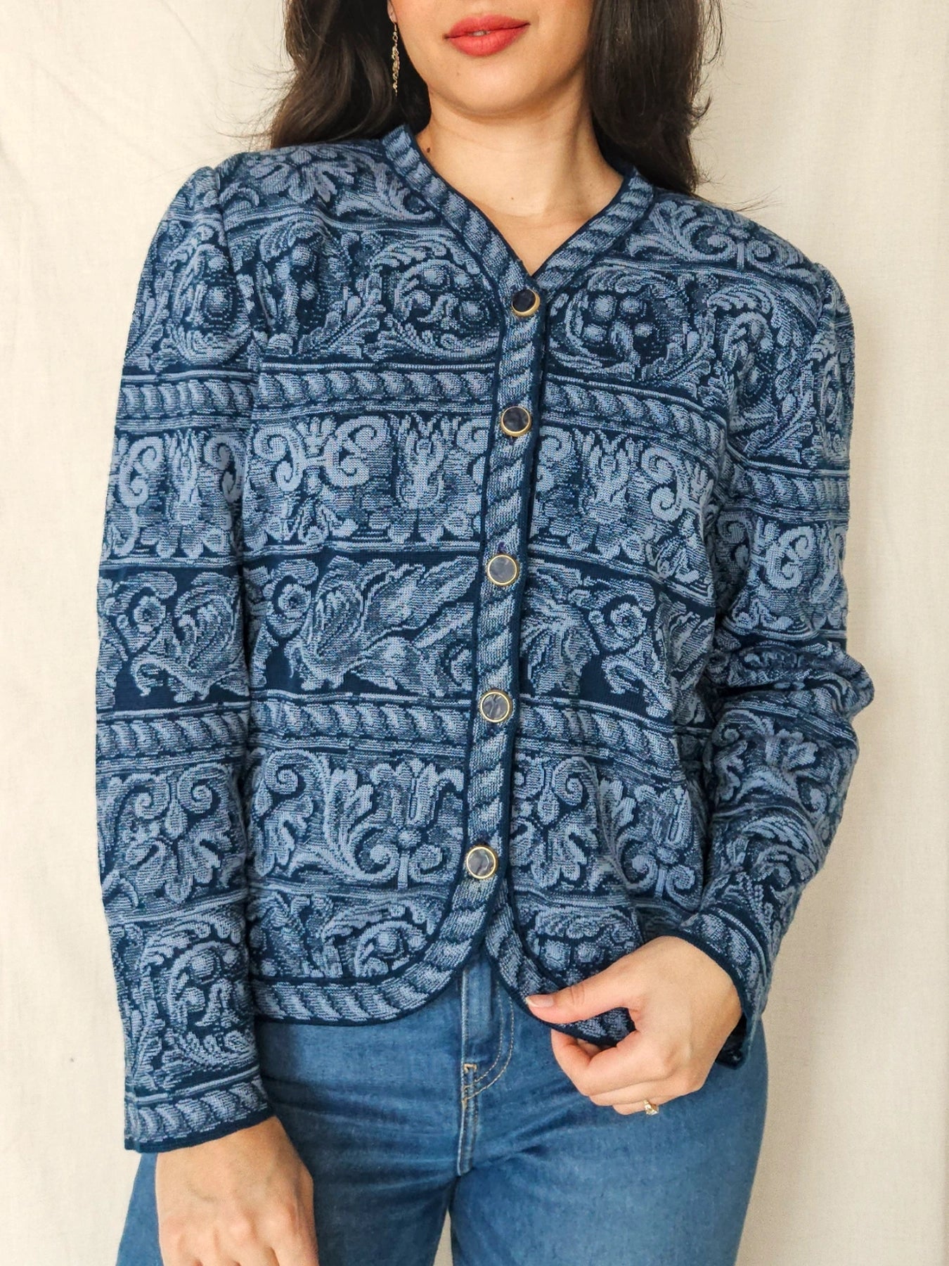 Marit - gebreid vintage vest, wolmix | M