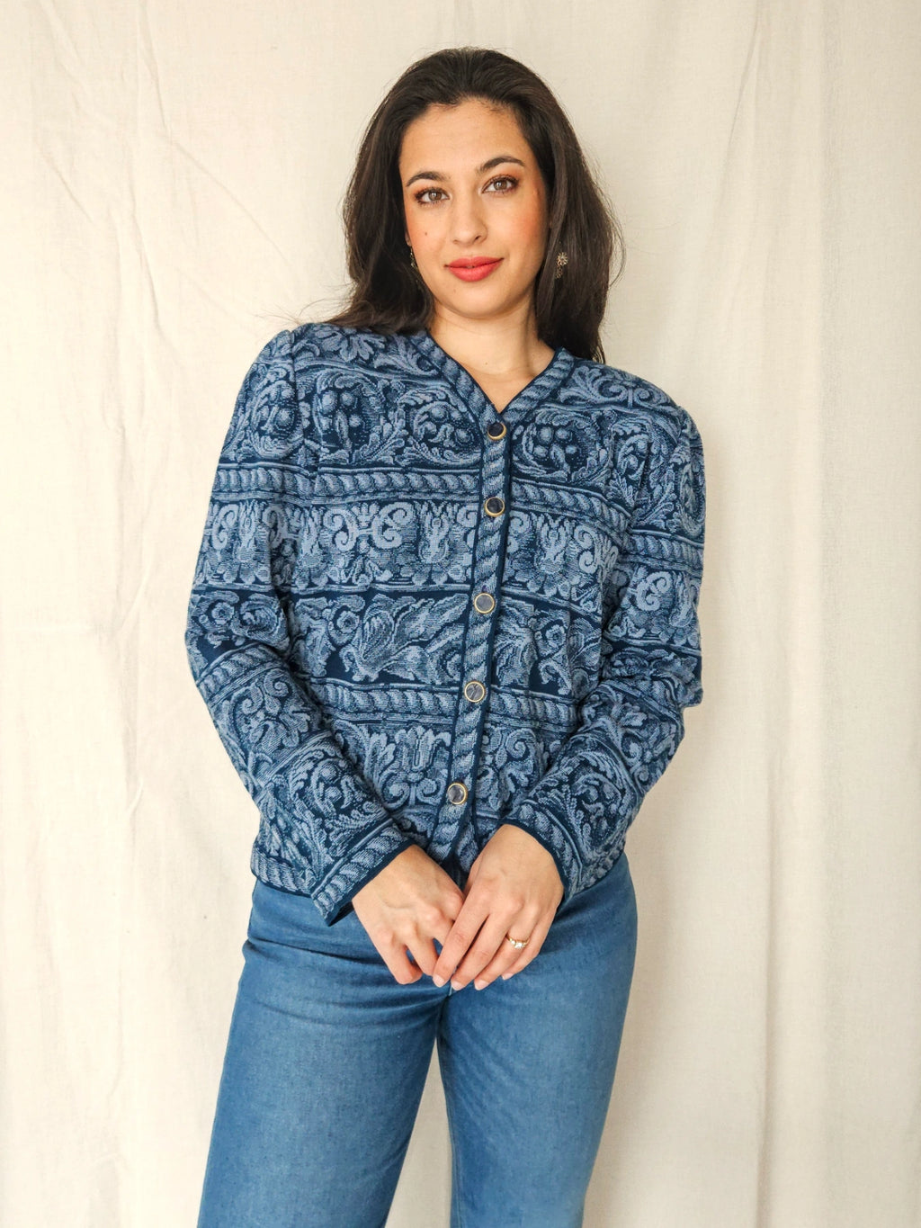 Marit - gebreid vintage vest, wolmix | M