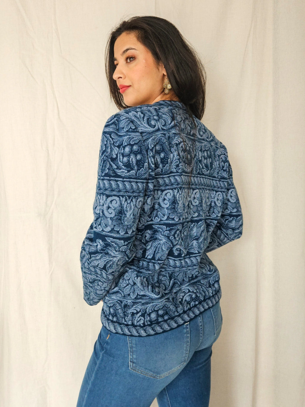 Marit - gebreid vintage vest, wolmix | M