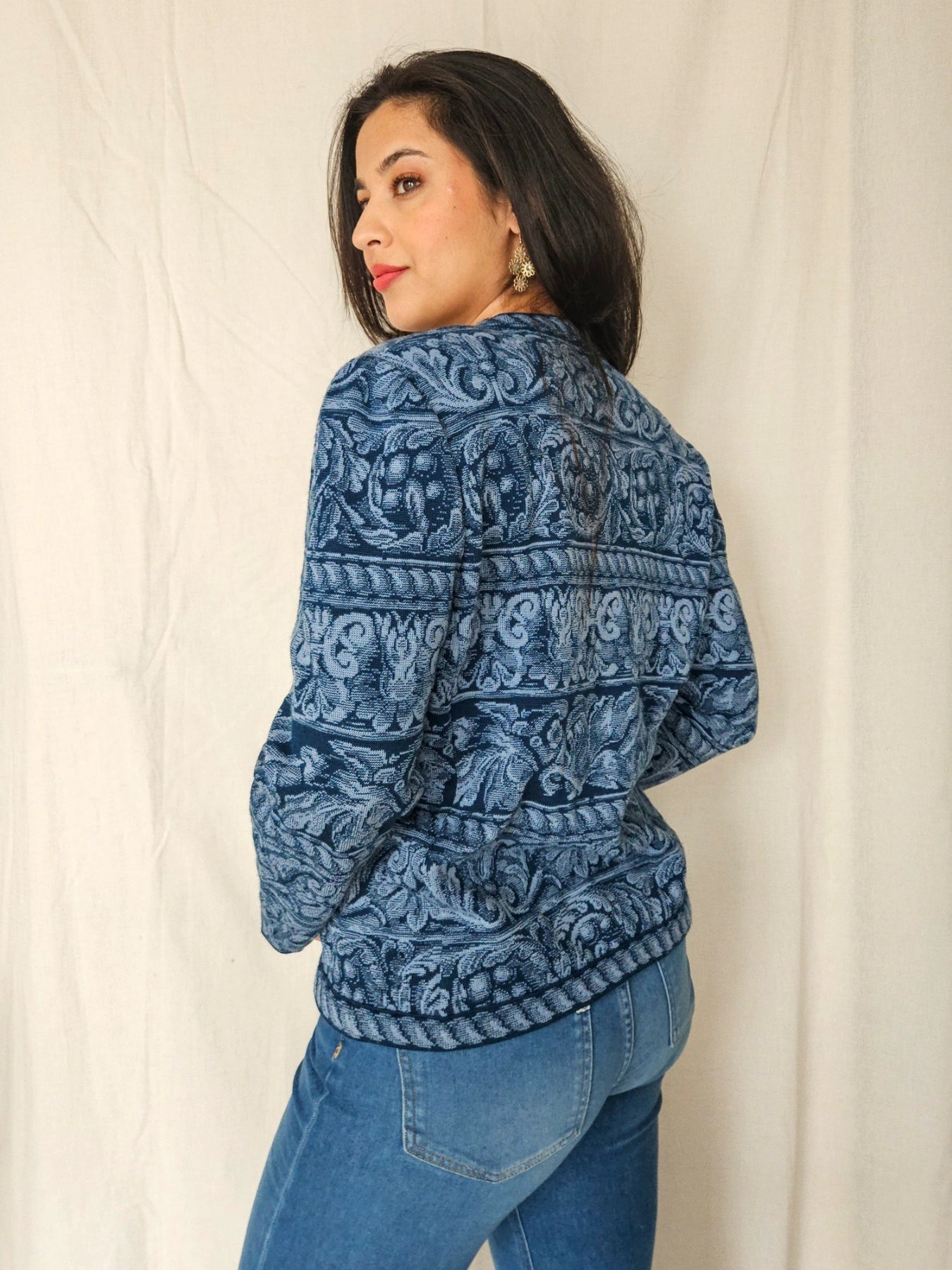 Marit - gebreid vintage vest, wolmix | M