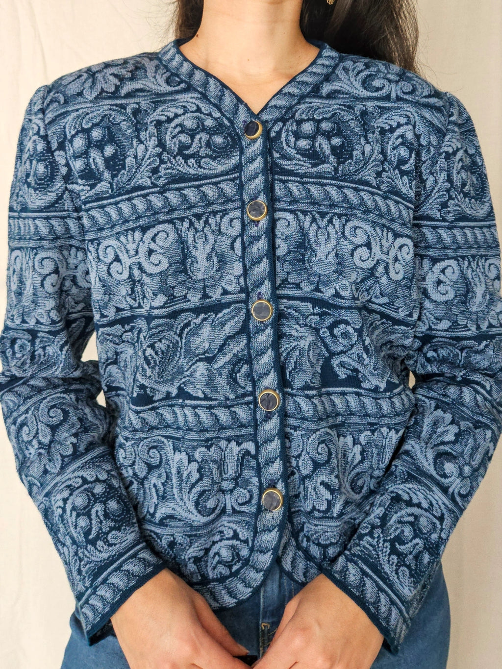 Marit - gebreid vintage vest, wolmix | M