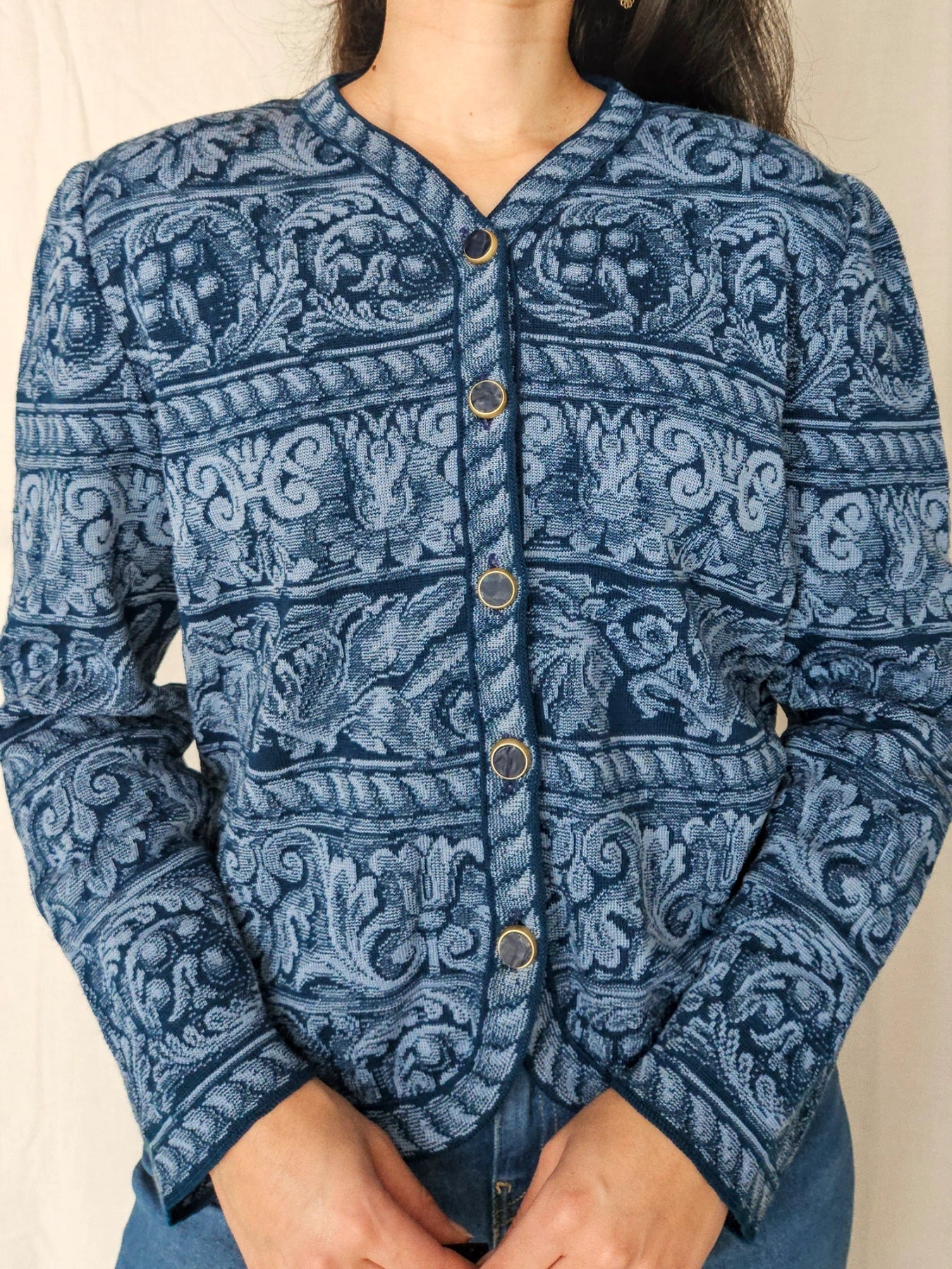 Marit - gebreid vintage vest, wolmix | M