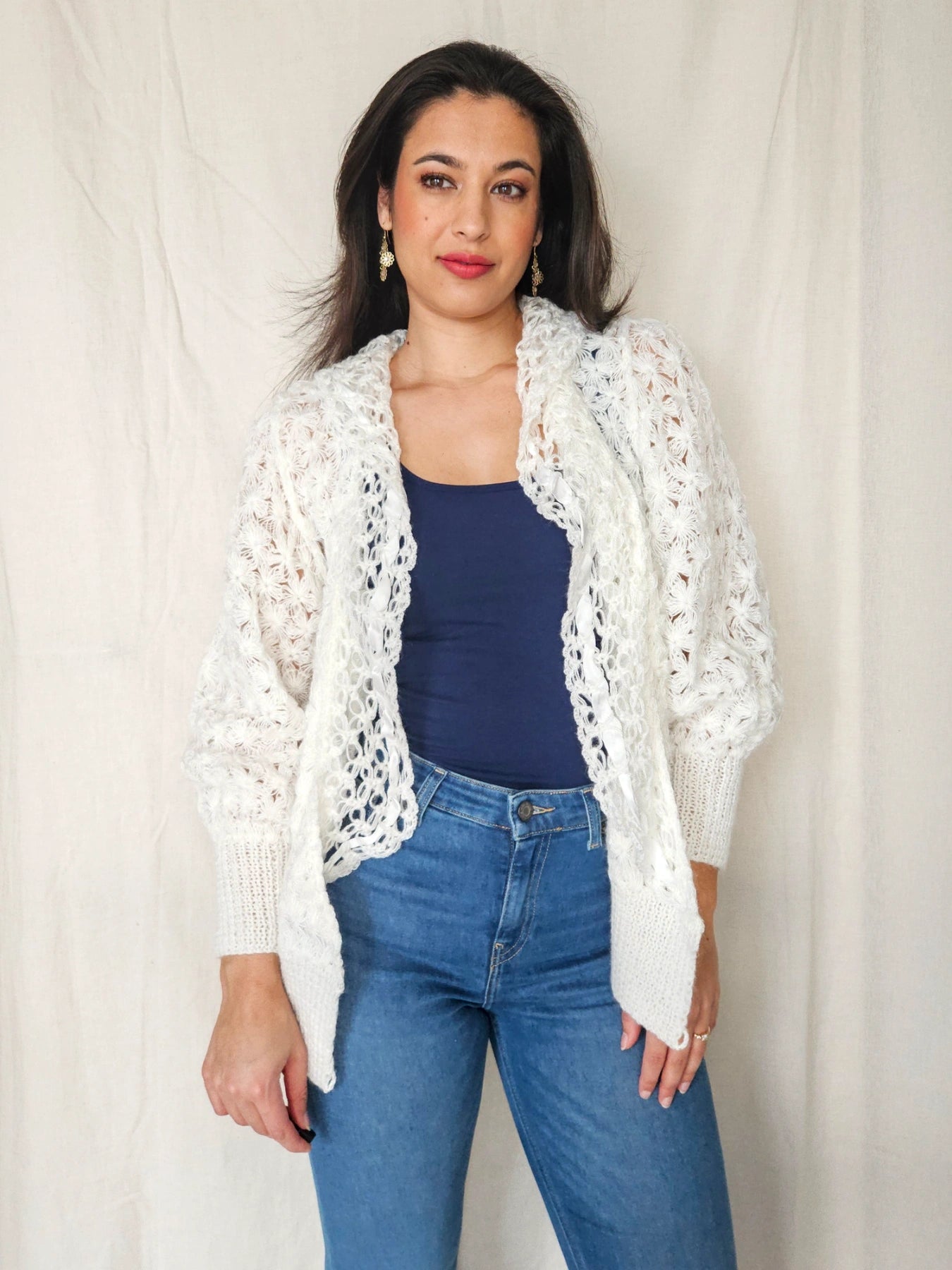 Nina - gehaakt vintage vest, wolmix | L