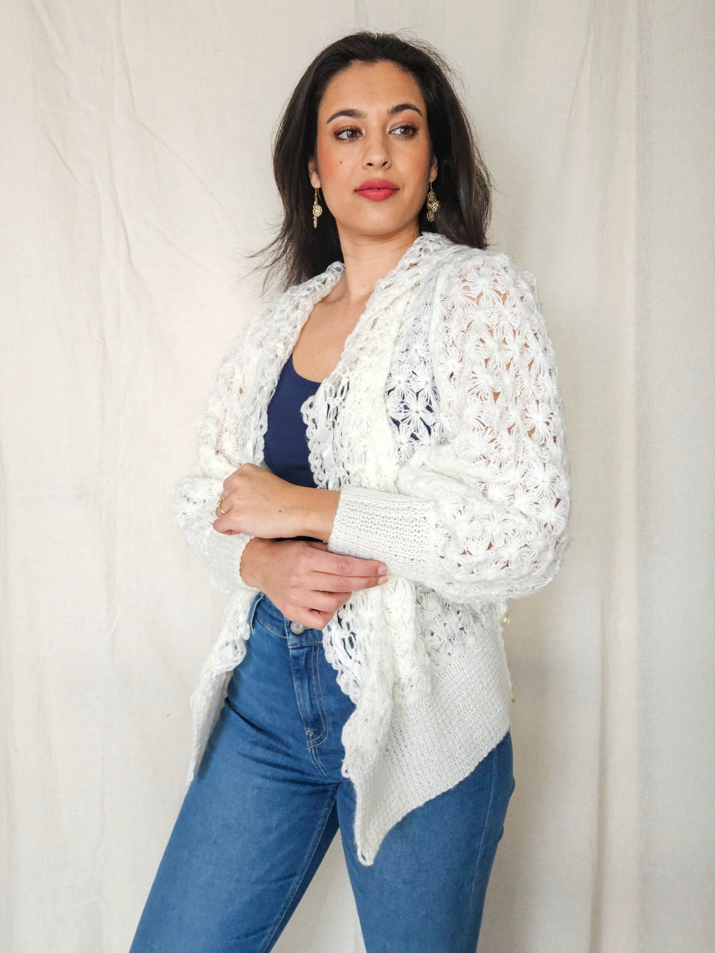 Nina - gehaakt vintage vest, wolmix | L