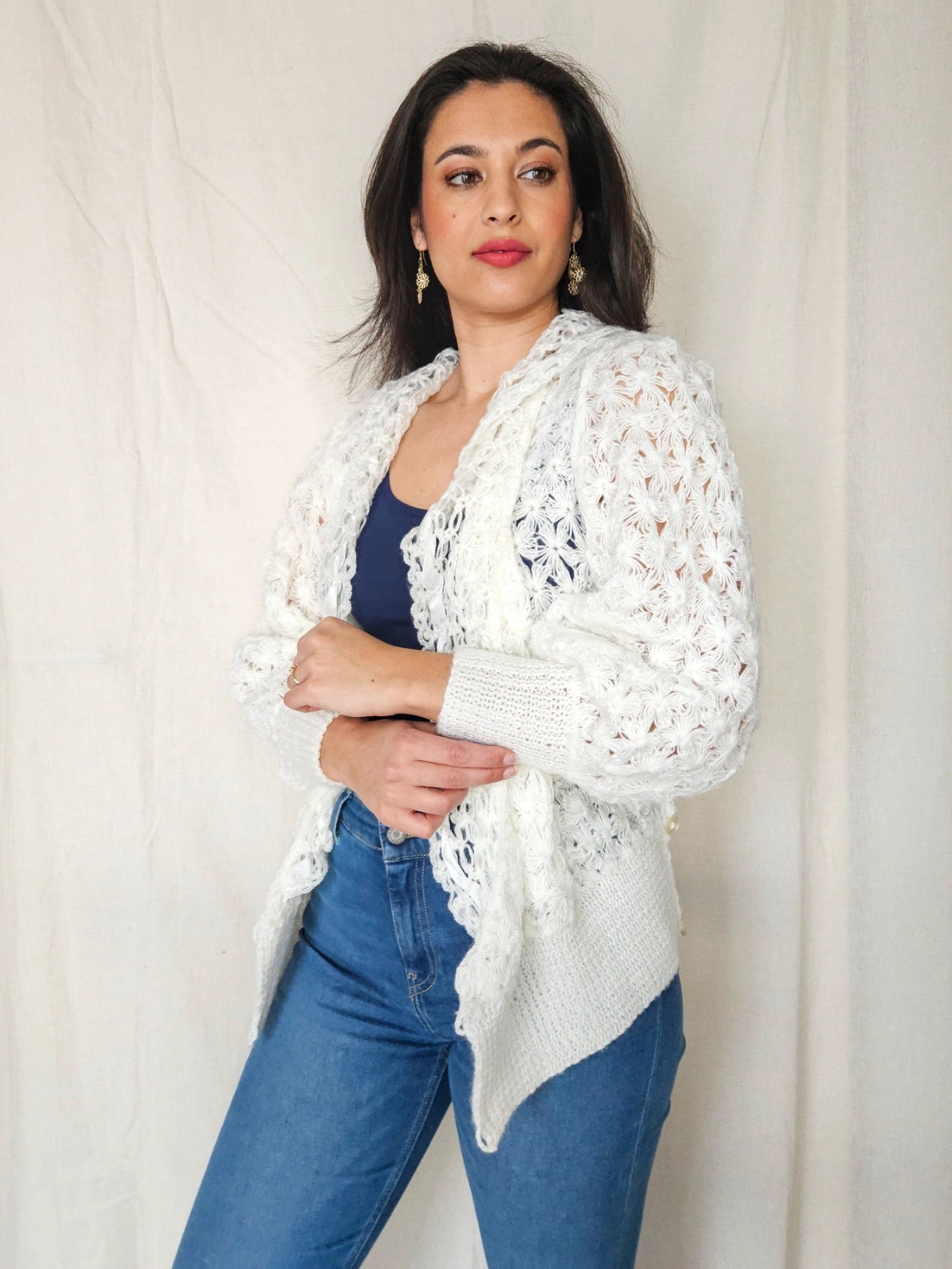 Nina - gehaakt vintage vest, wolmix | L