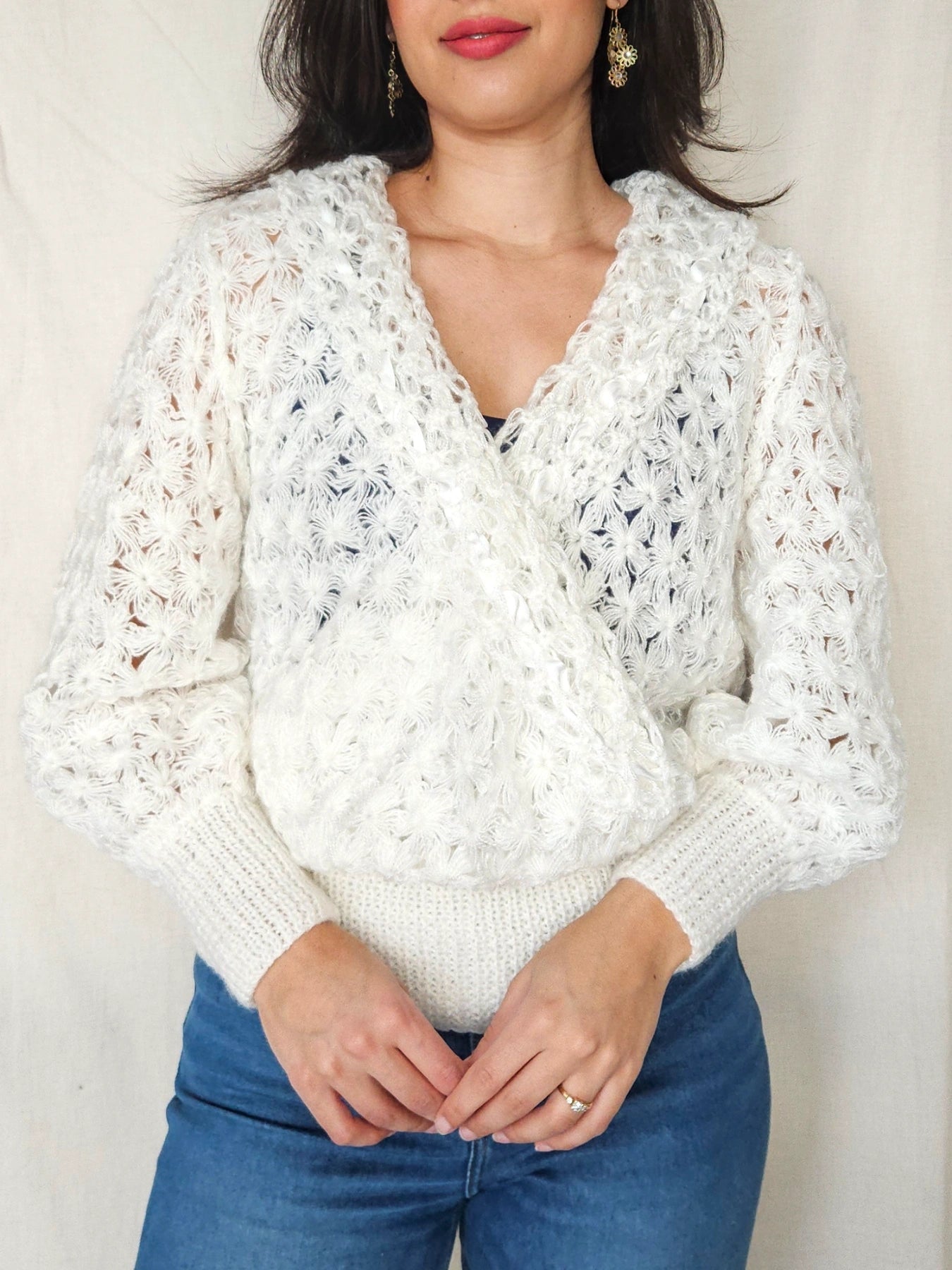 Nina - gehaakt vintage vest, wolmix | L