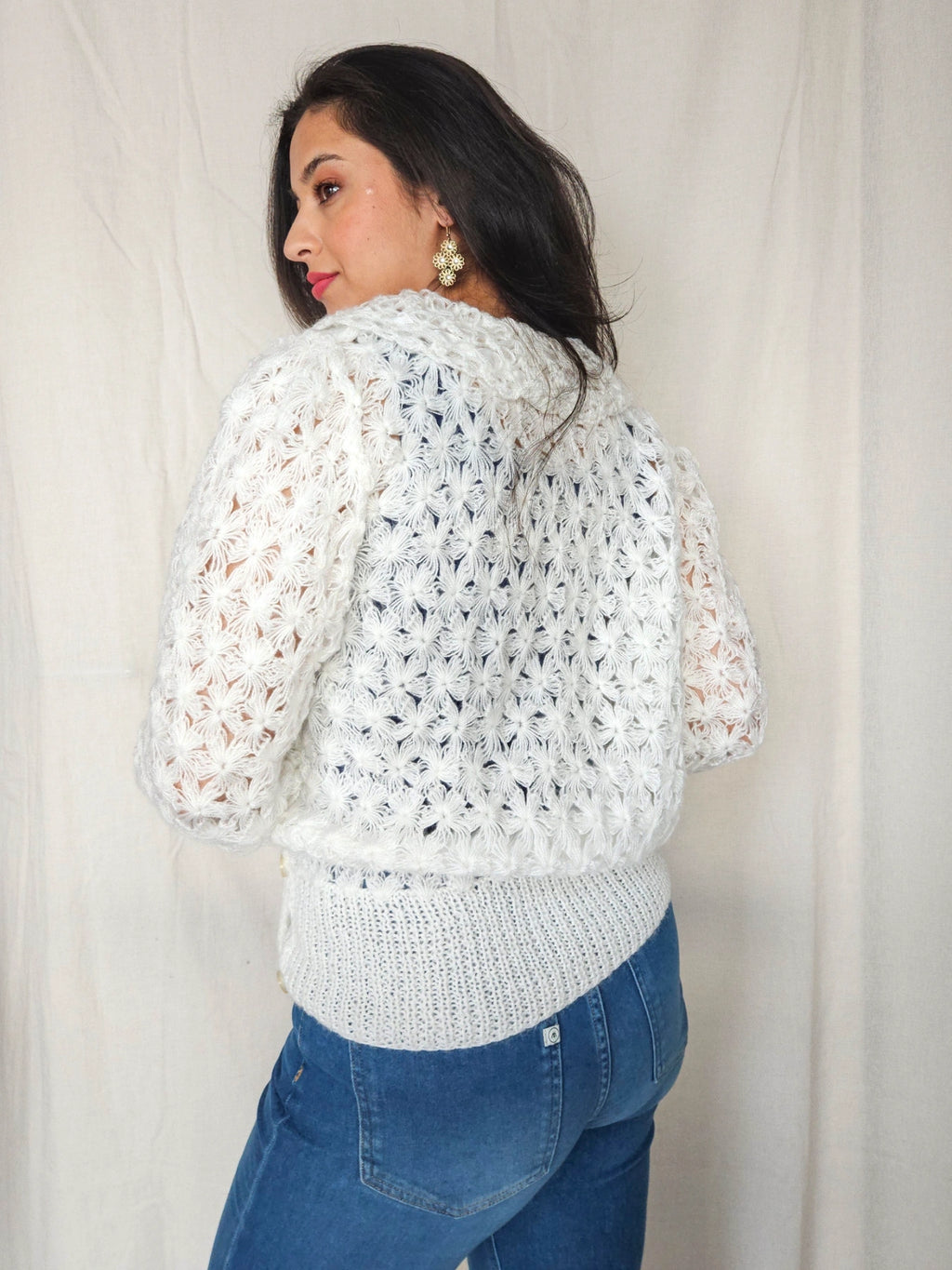 Nina - gehaakt vintage vest, wolmix | L