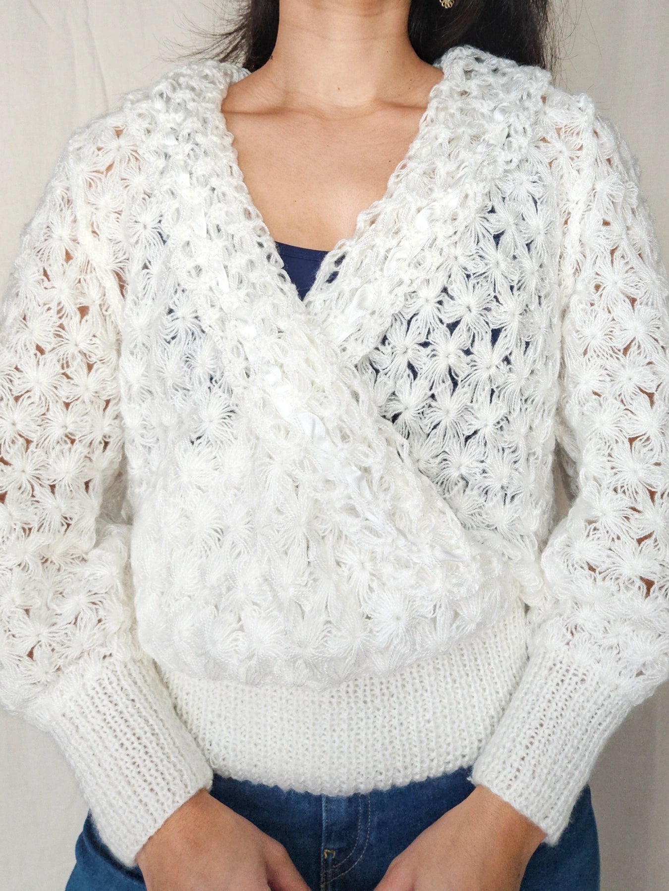 Nina - gehaakt vintage vest, wolmix | L