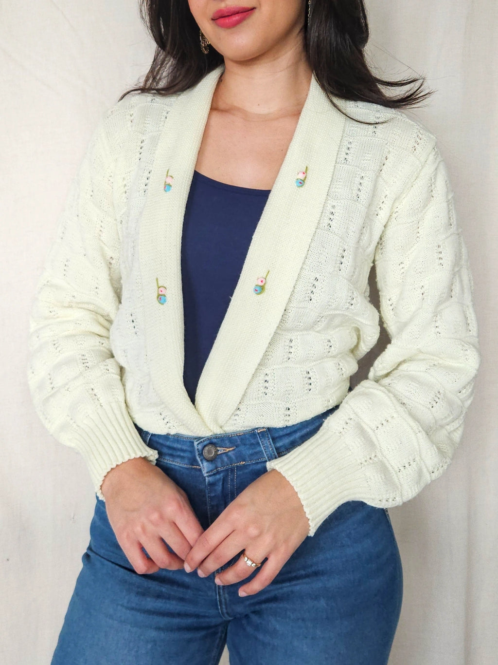 Lotta - gebreid vintage vest, wolmix | XL