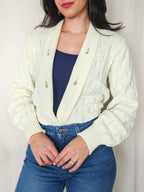 Lotta - gebreid vintage vest, wolmix | XL
