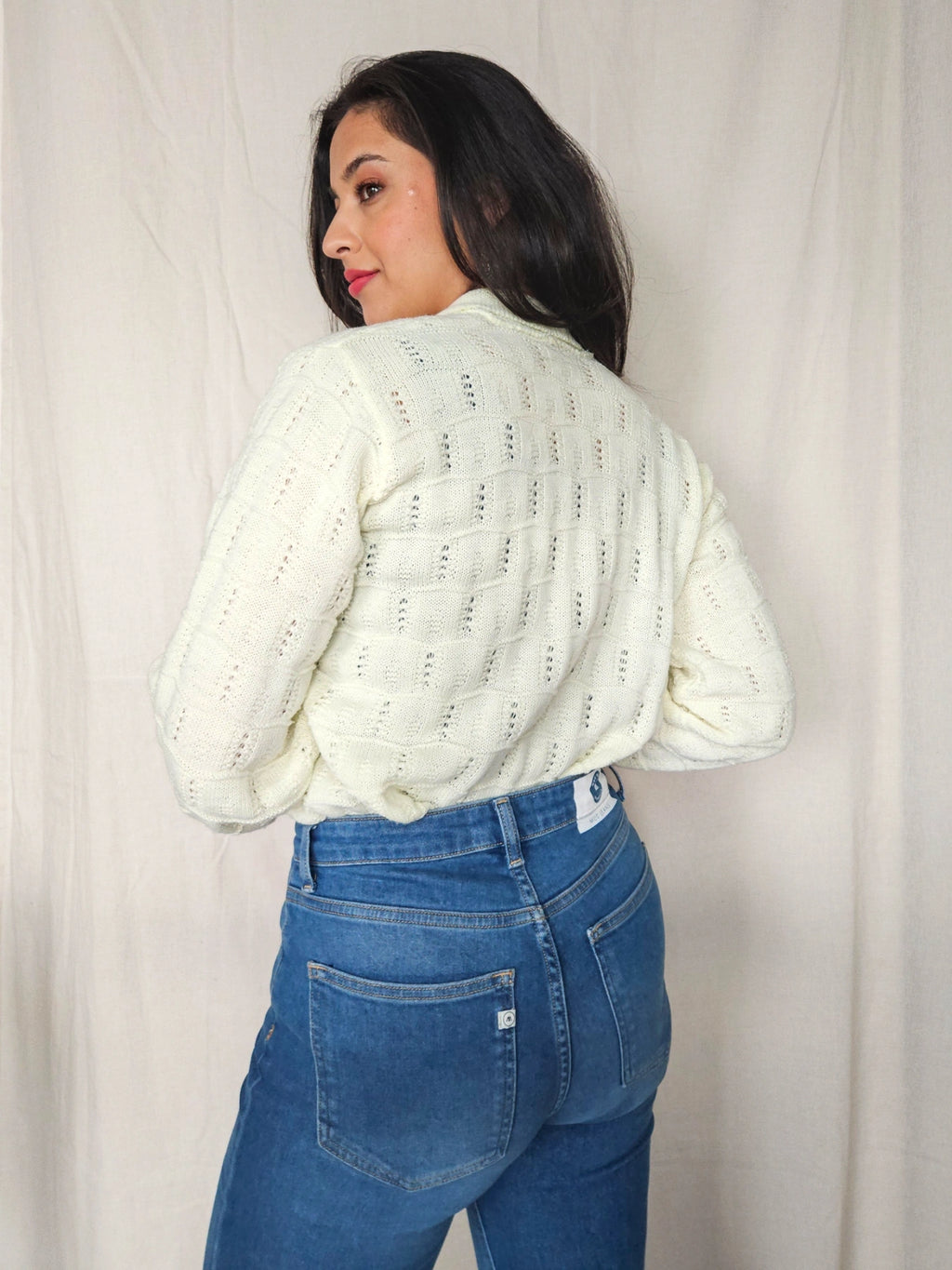 Lotta - gebreid vintage vest, wolmix | XL