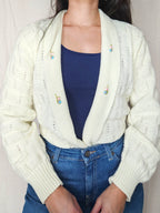 Lotta - gebreid vintage vest, wolmix | XL