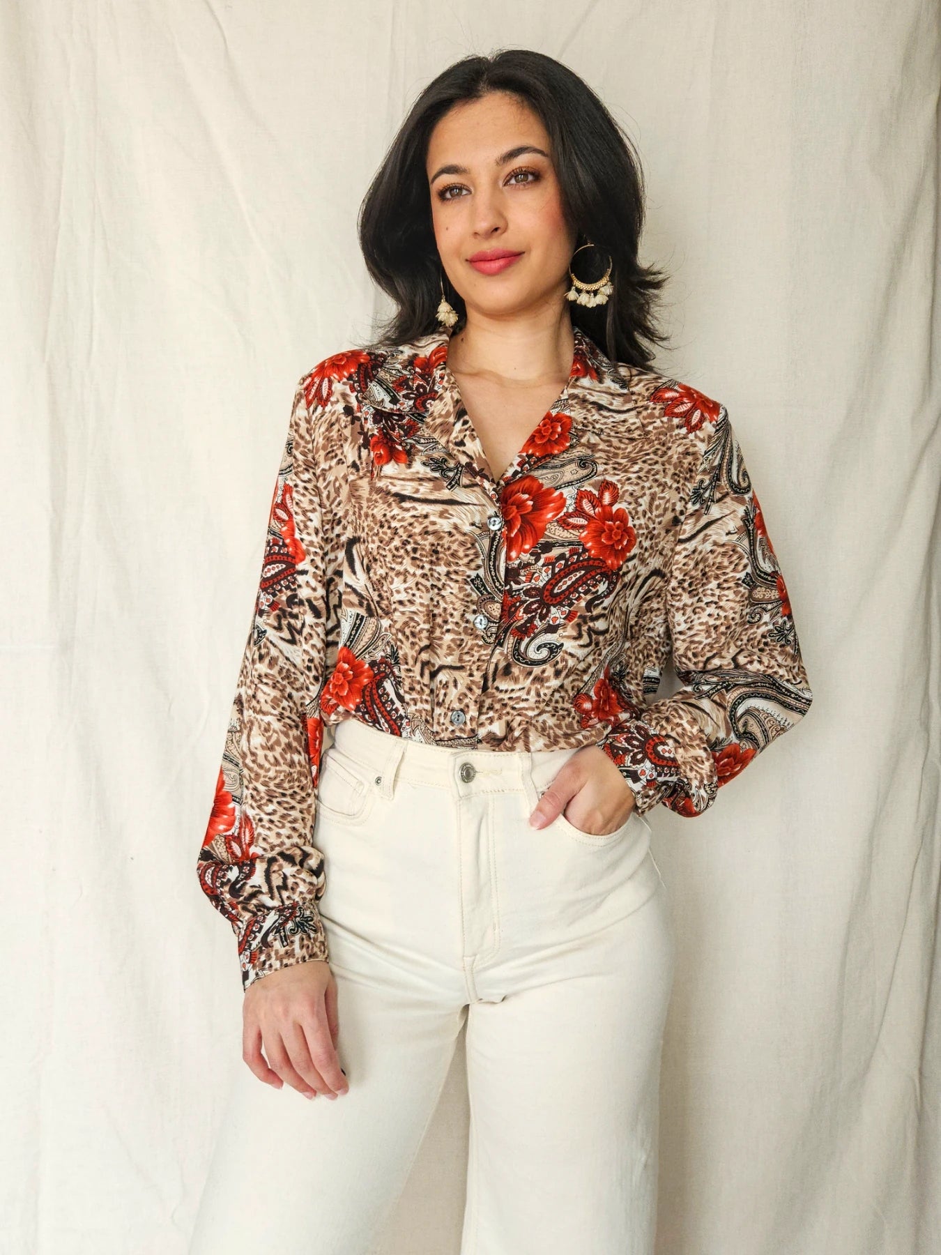 Alia - vintage blouse met rozen | L