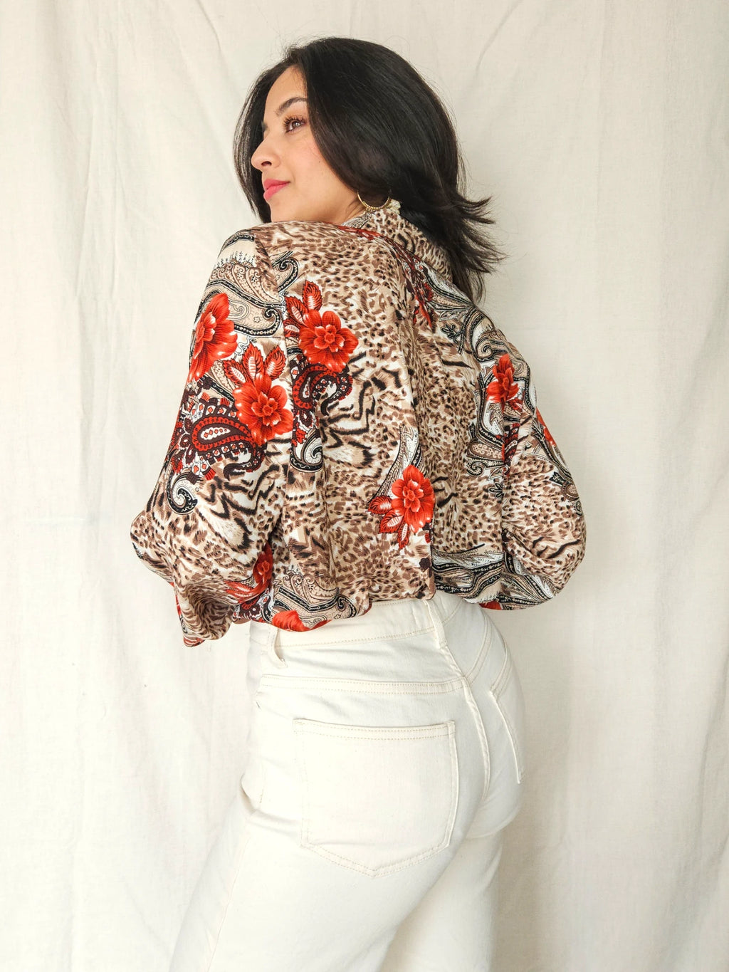 Alia - vintage blouse met rozen | L