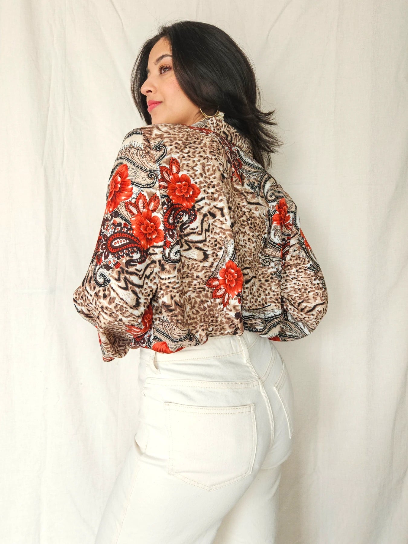 Alia - vintage blouse met rozen | L