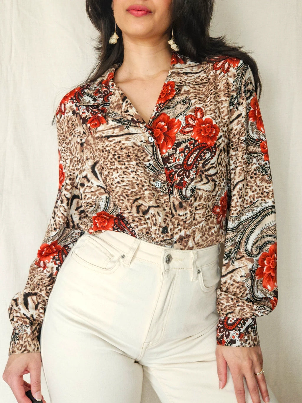 Alia - vintage blouse met rozen | L
