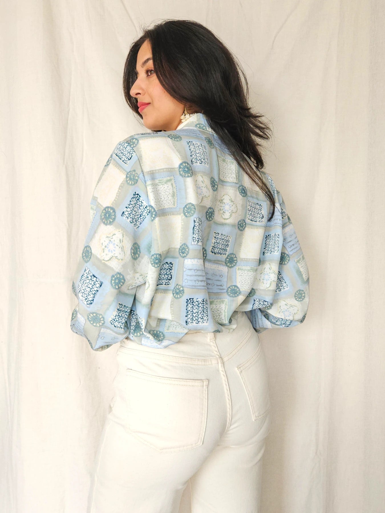 Juna - lichtblauwe vintage blouse | L