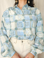 Juna - lichtblauwe vintage blouse | L