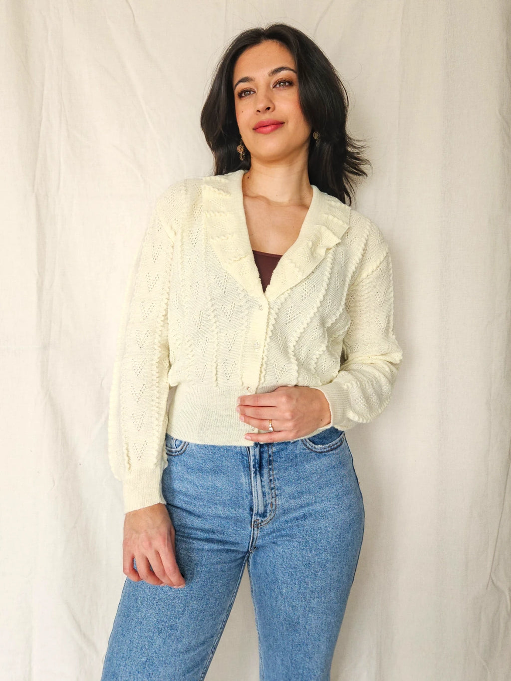 Freya - romantisch gebreid vintage vest | S